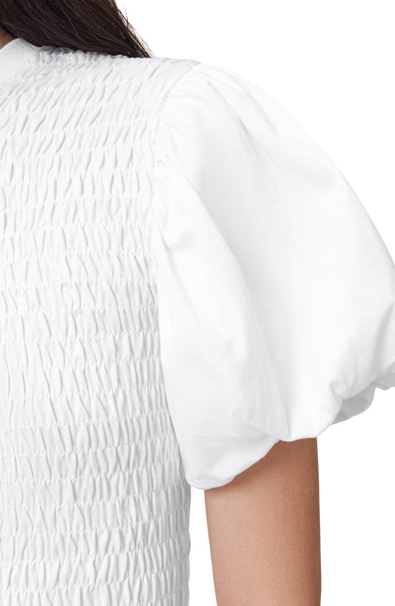 AllSaints Dael Smocked Puff Sleeve Top, Alternate, color, Optic White