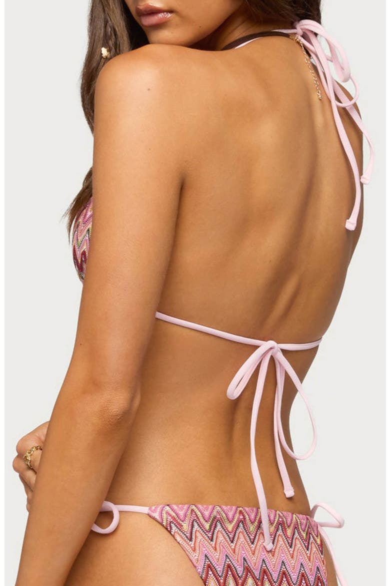 Alayna Zigzag Triangle Bikini Top, Alternate, color, PINK