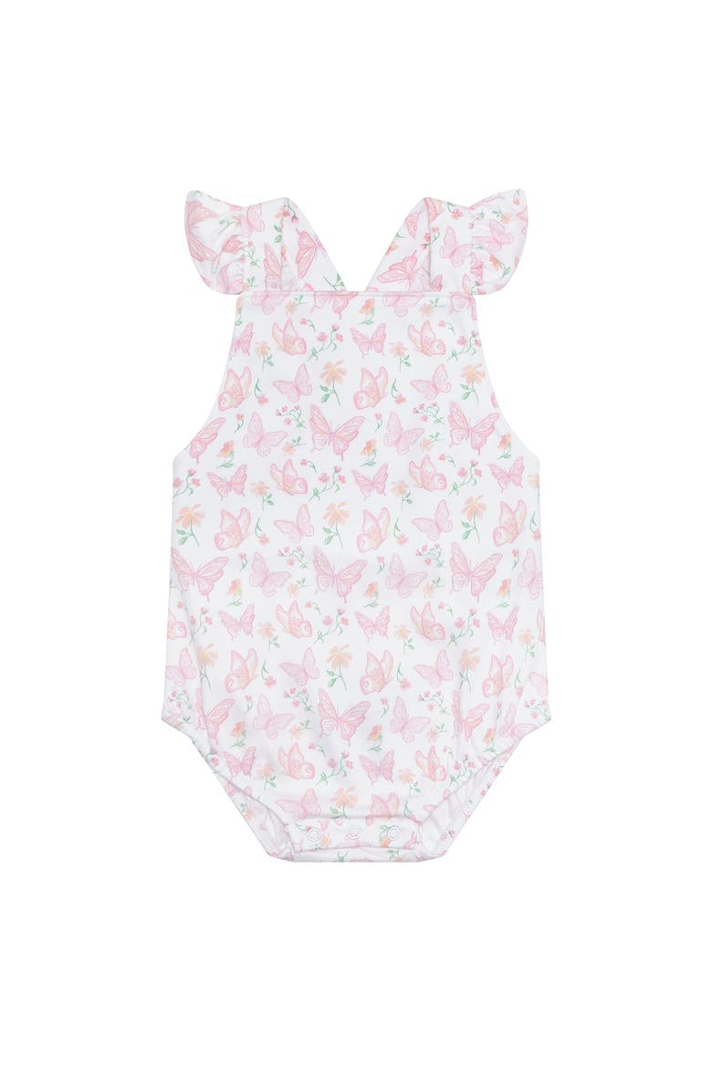 Butterflies Print Ruffle Bubble - Baby, Alternate, color, Pink