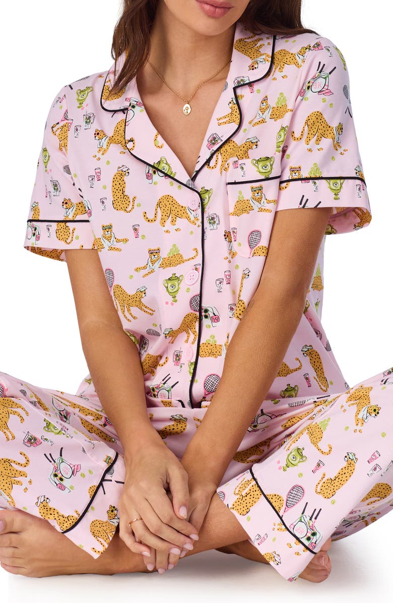 BedHead Pajamas Print Stretch Organic Cotton Jersey Crop Pajamas, Alternate, color,