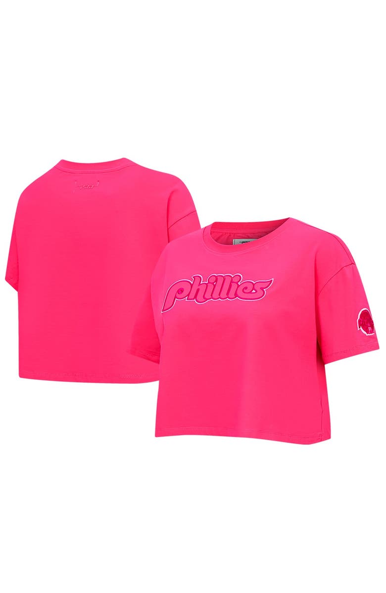 PRO STANDARD Women's Pro Standard Pink Philadelphia Phillies Triple Pink Boxy Cropped T-Shirt, Alternate, color, 