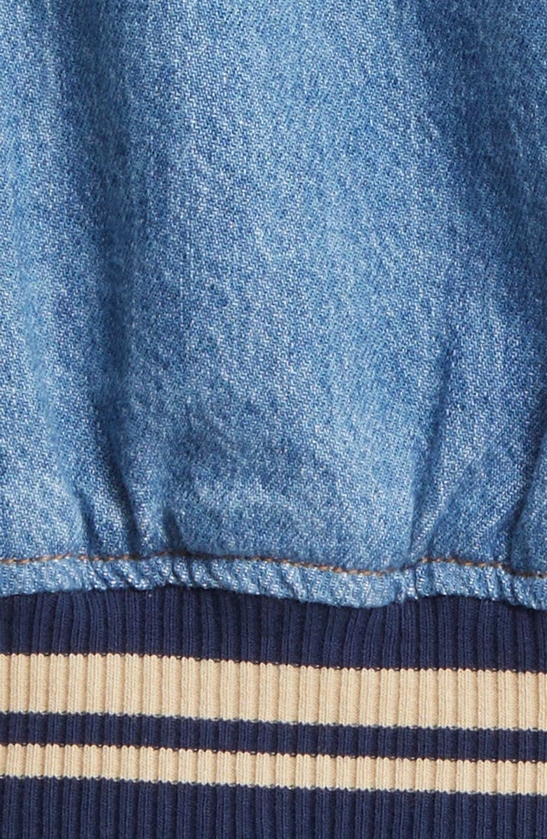 BLANKNYC Mixed Media Denim & Canvas Bomber Jacket, Alternate, color,