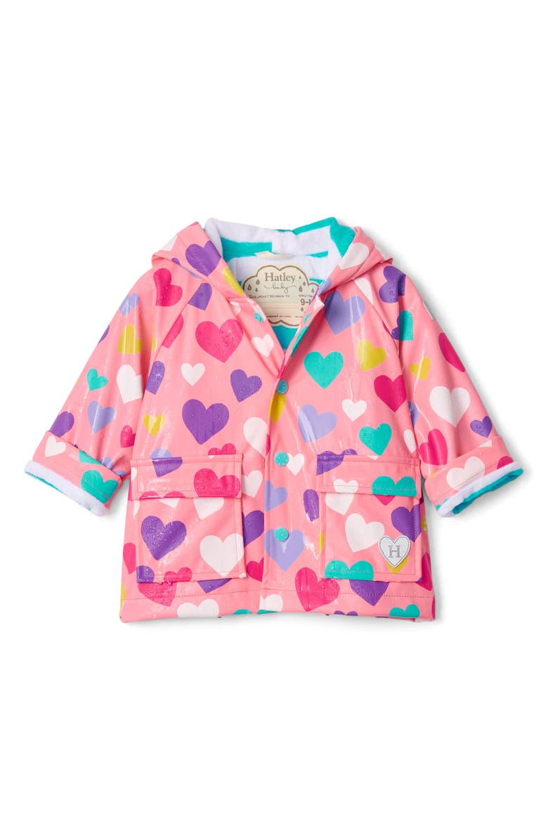 Hatley Colorful Hearts Raincoat, Alternate, color, 