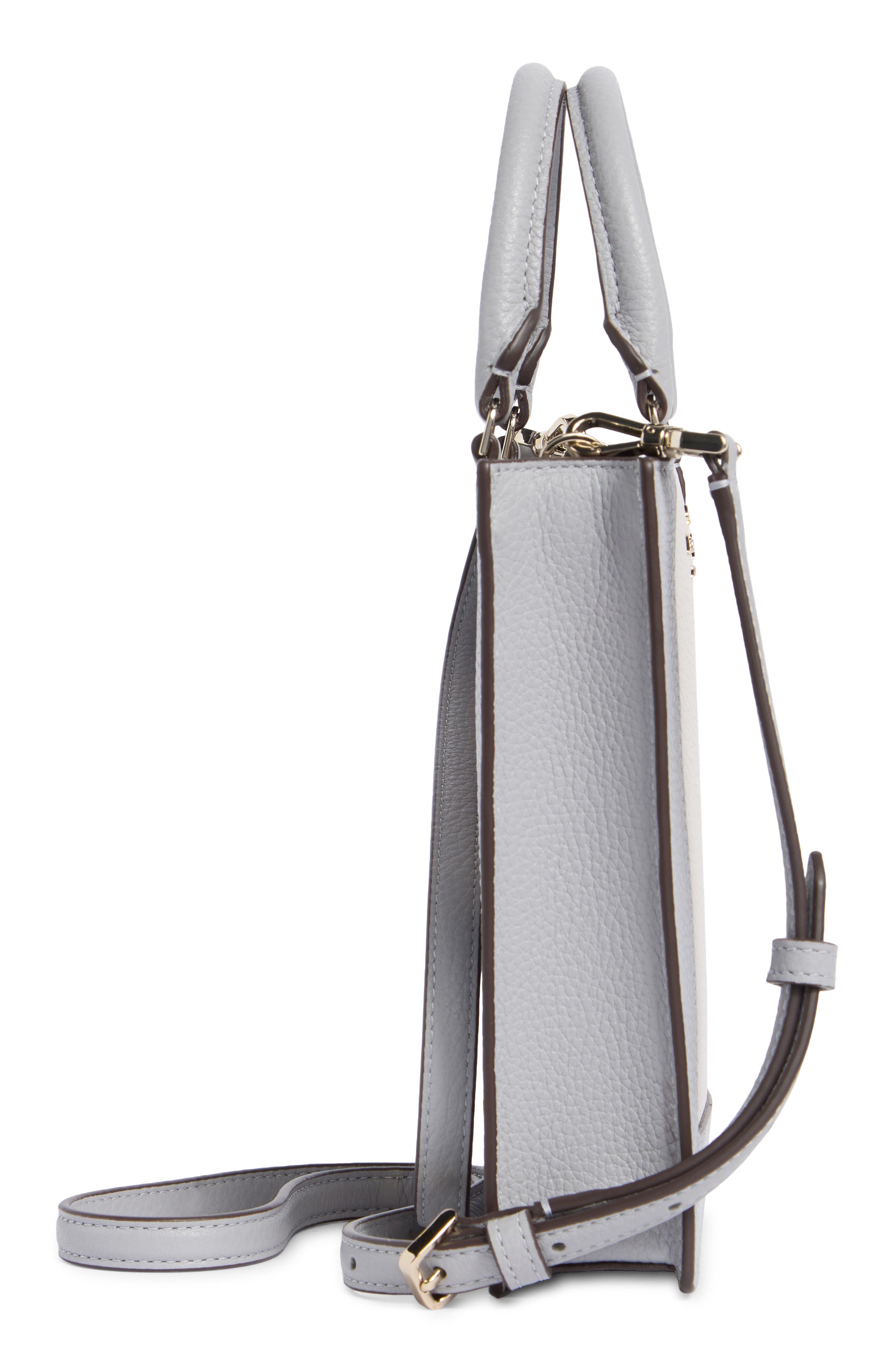 Kate Spade New York lena colorblocked pebbled leather mini tote bag, Alternate, color, Mountain Grey Multi