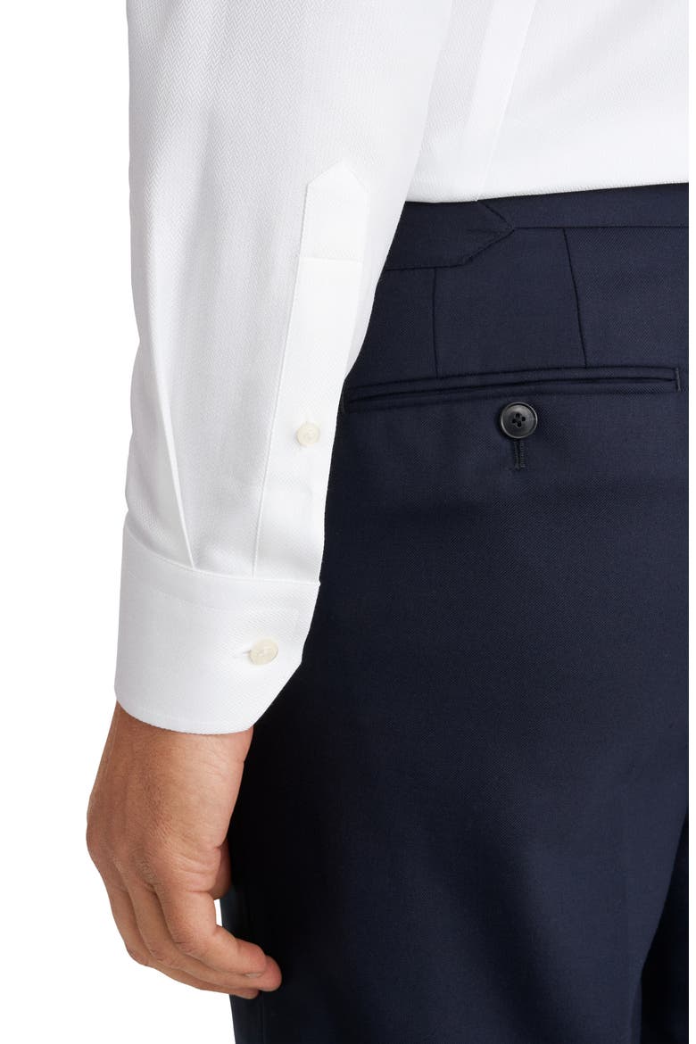 Slim Fit Herringbone Cotton Shirt, Alternate, color, WHITE