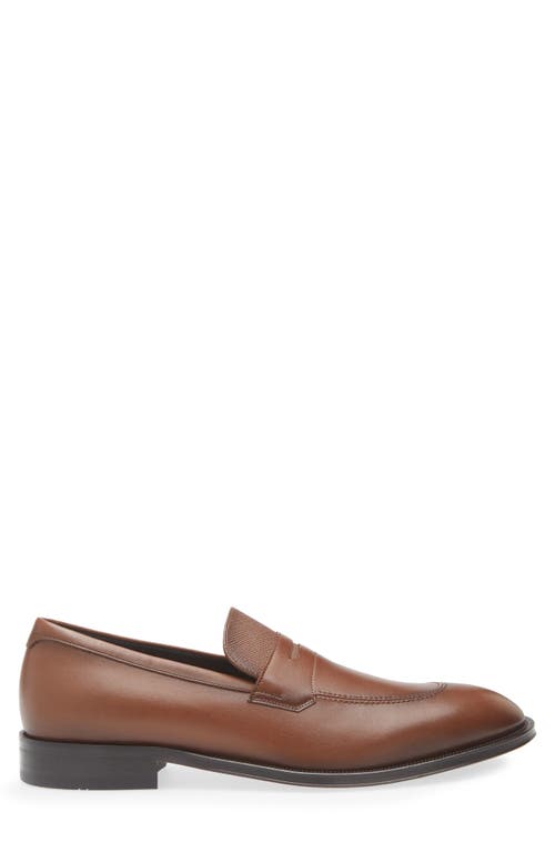 Hugo Boss Boss Derrek Leather Loafer In Medium Brown