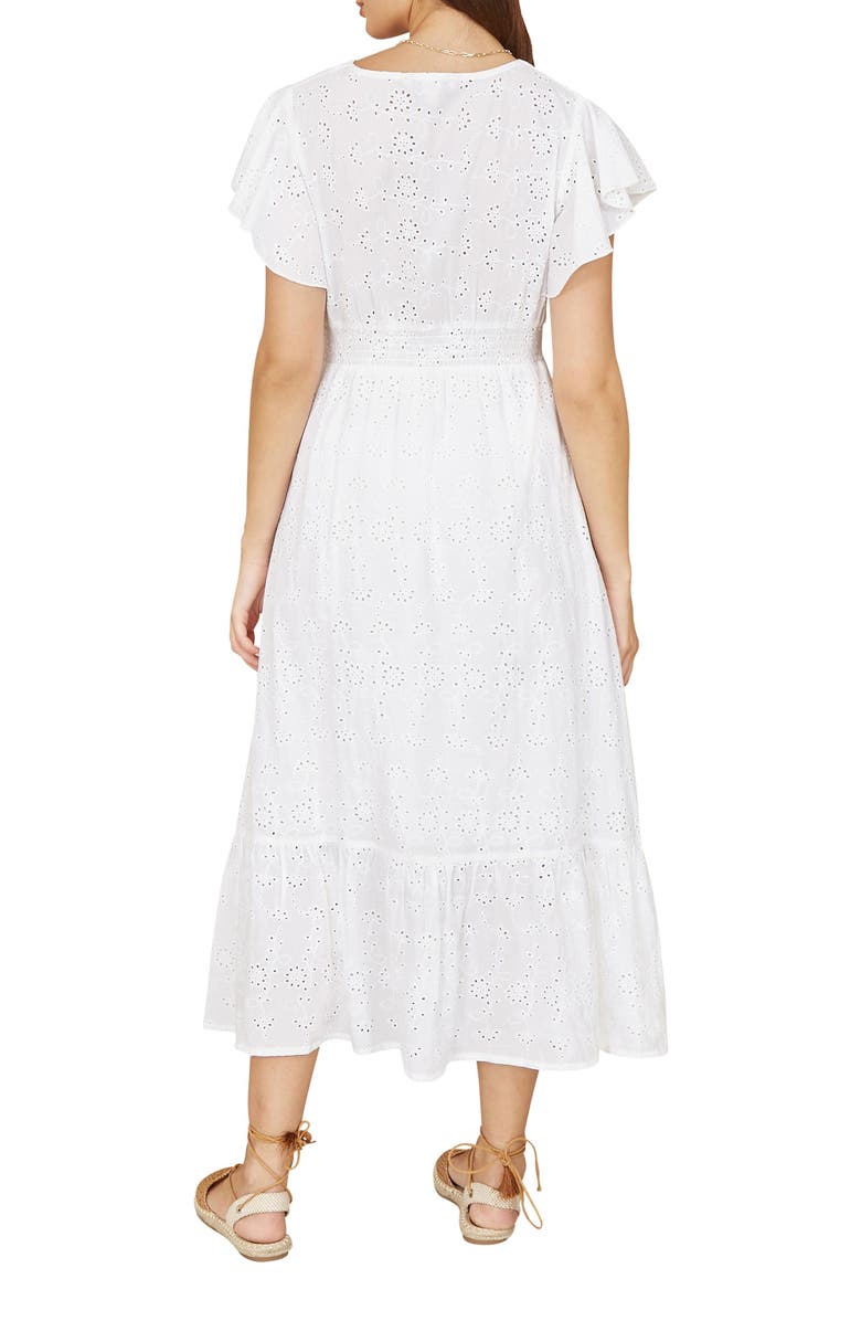 Yumi Cotton Broderie Anglaise Wrap Midi Dress, Alternate, color, White