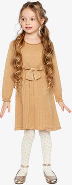 Deux par Deux Bow Front Pleat A-Line Knitted Dress