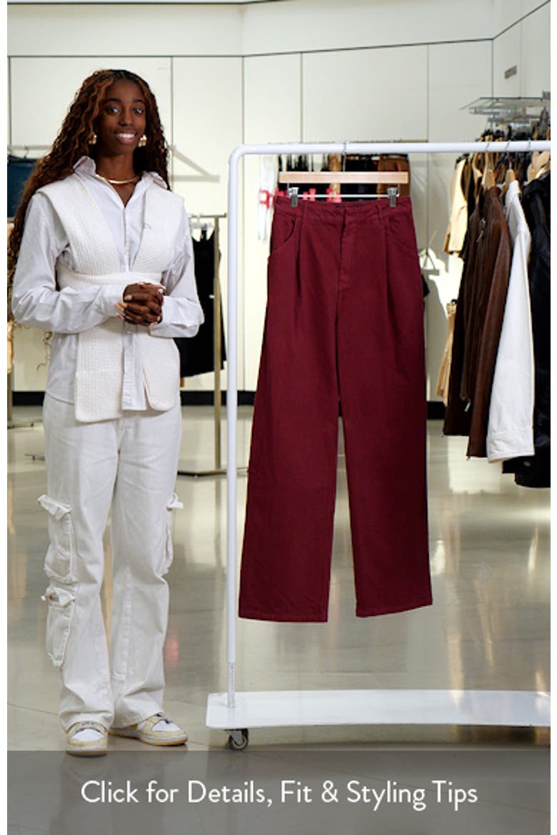 Pleated High Waist Cotton Wide Leg Pants video