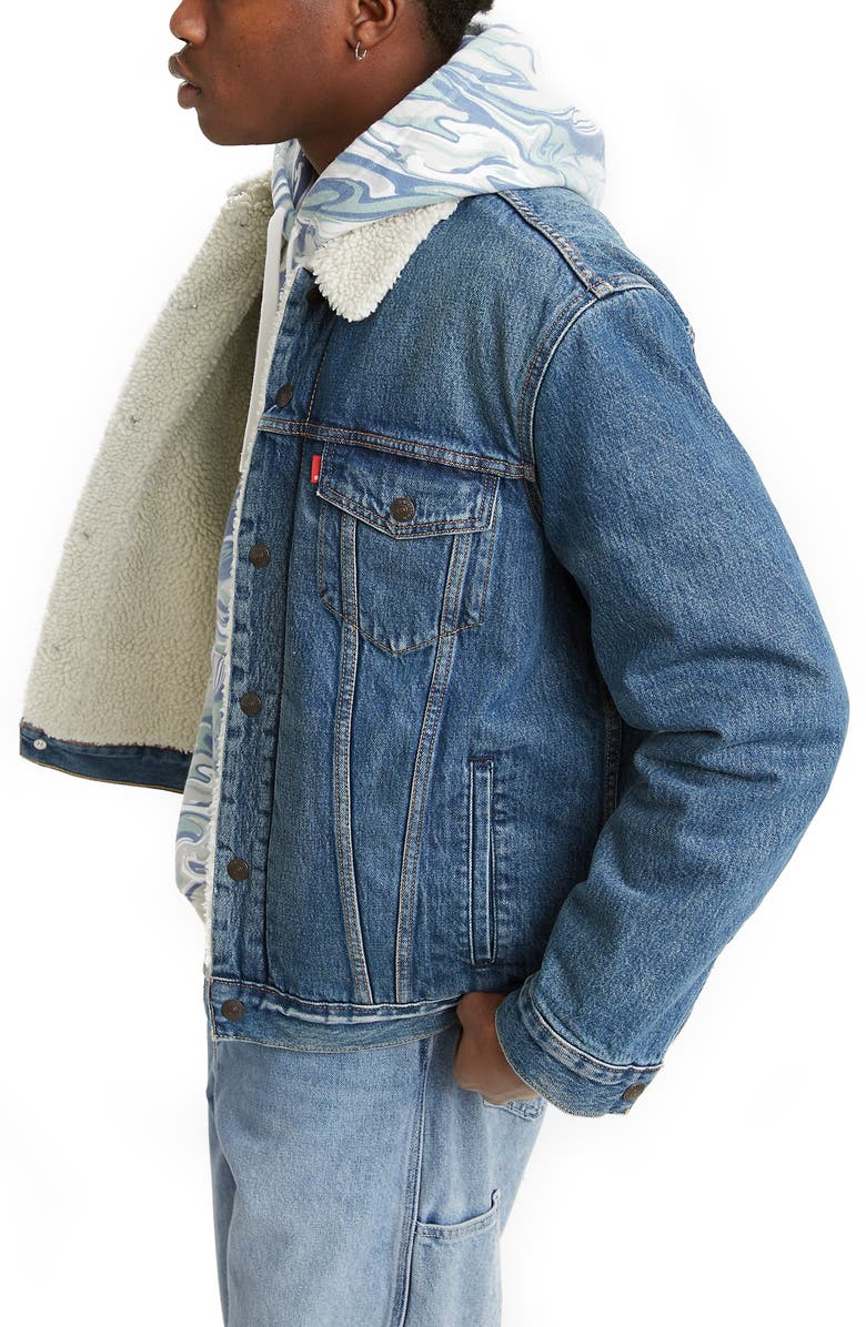 Levi's<sup>®</sup> Levis<sup>®</sup> Fleece Denim Trucker Jacket, Alternate, color, Fable Sherpa Trucker