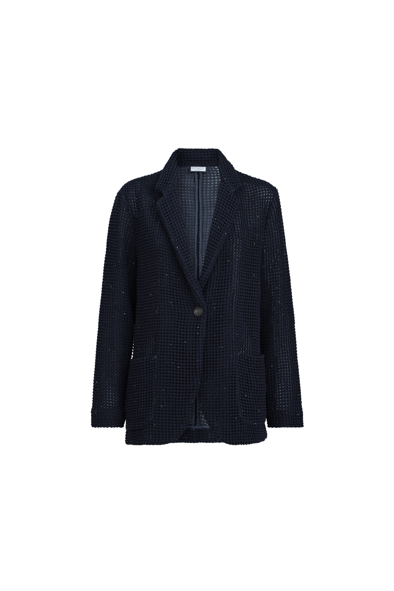 Net knit blazer, Alternate, color, Blue