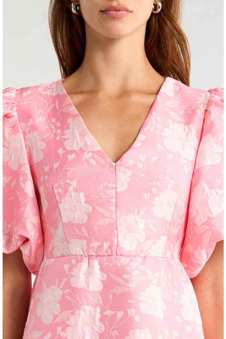 Nicole Floral Jacquard Minidress, Alternate, color, CORAL-PINK
