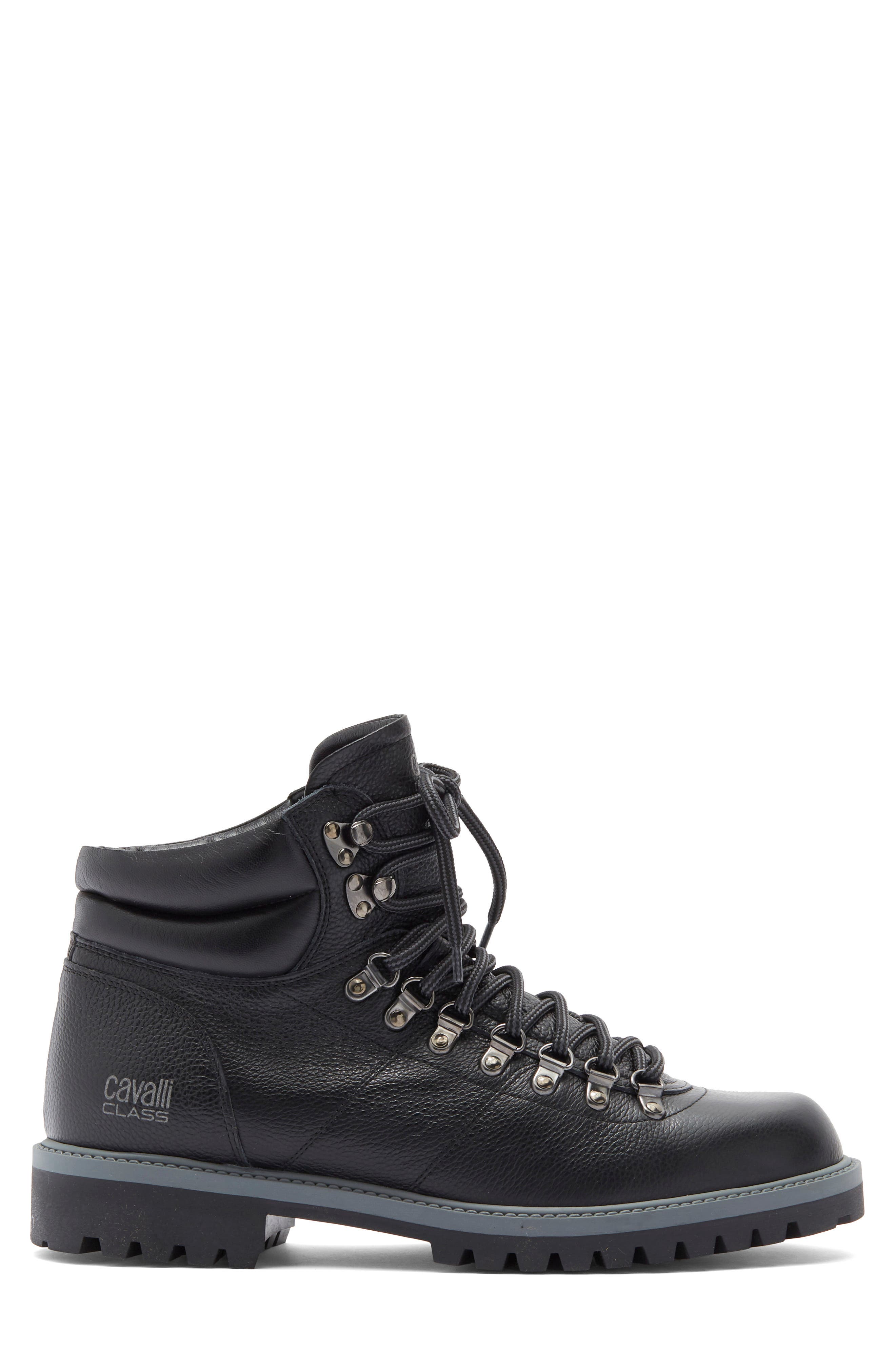 Roberto Cavalli Braises Hiking Boot, Alternate, color, Leather Black