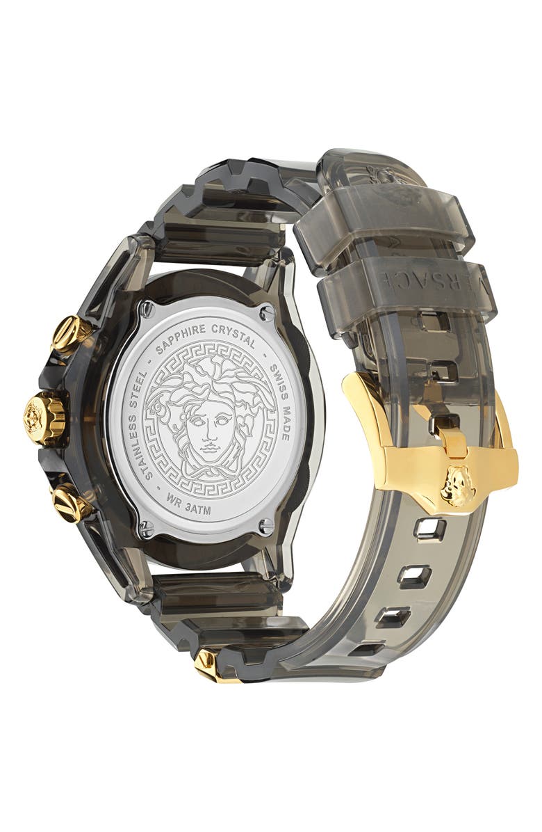 Versace Icon Active Chronograph Silicone Strap Watch, 44mm, Alternate, color, 