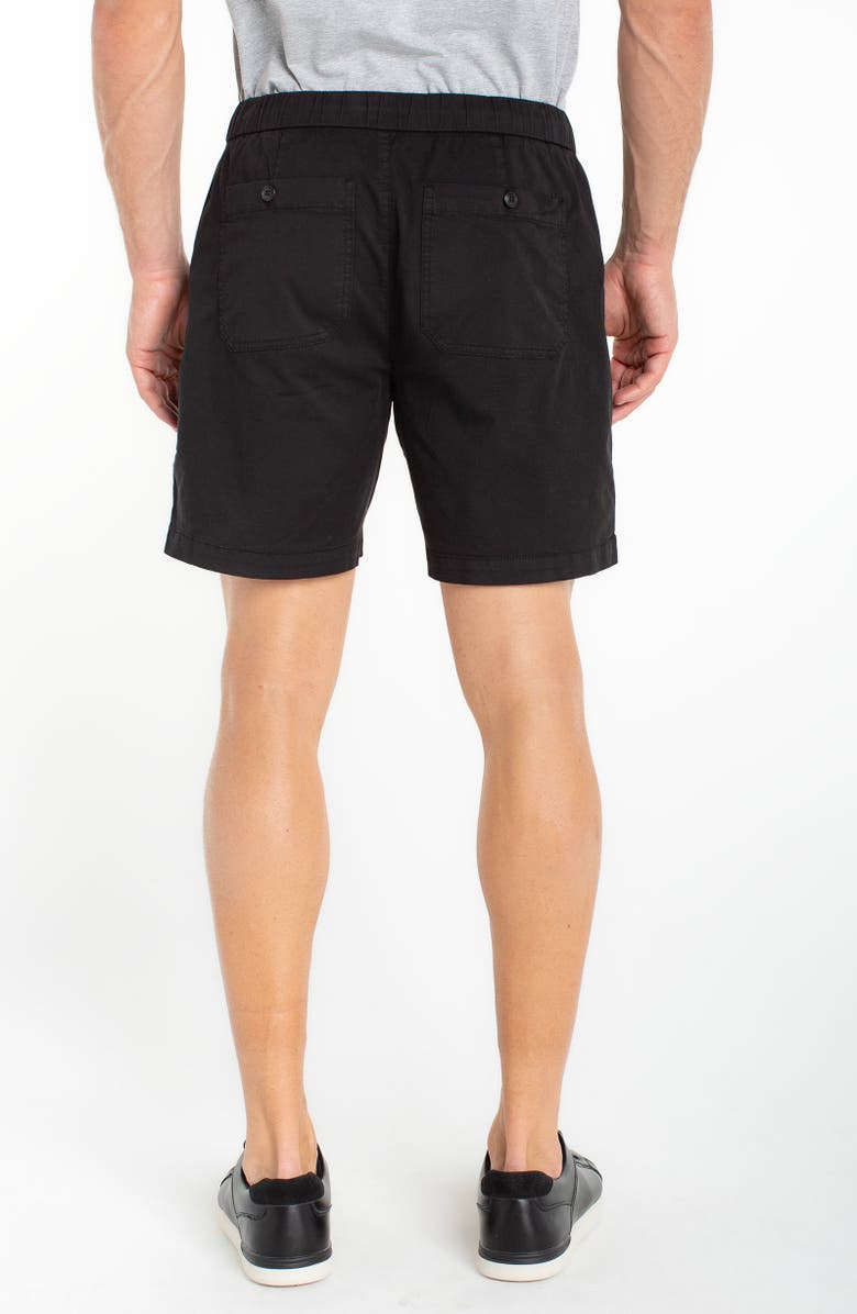 Liverpool Los Angeles Flat Front Cotton Button & Drawstring Shorts, Alternate, color, Black