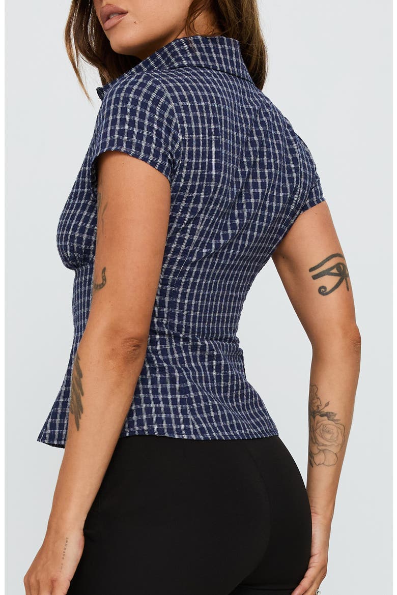Cottesloe Check Cotton Blend Button-Up Shirt, Alternate, color, NAVY CHECK