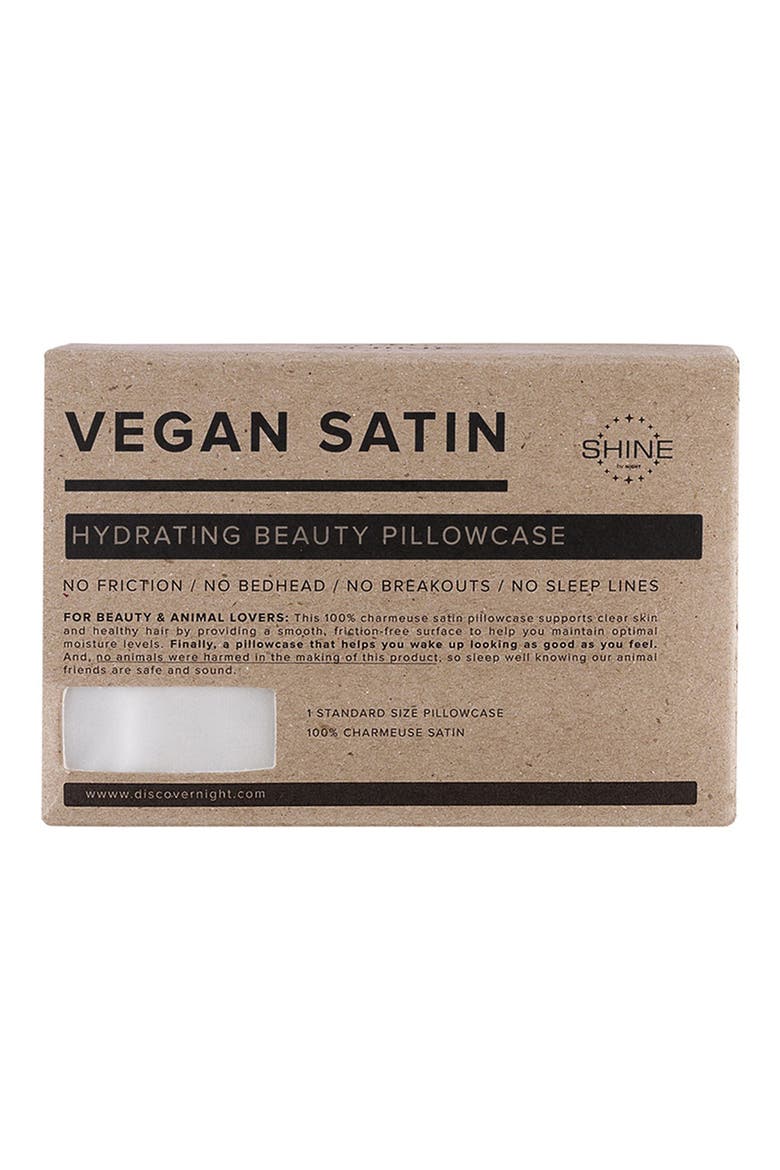 Vegan Satin Pillowcase, Alternate, color, WHITE