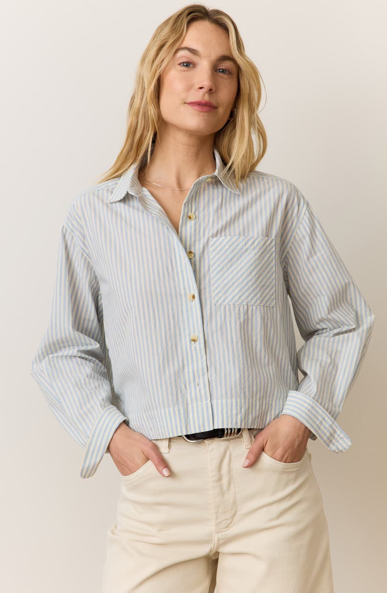 Marine Layer Stripe Boxy Crop Shirt, Alternate, color, 
