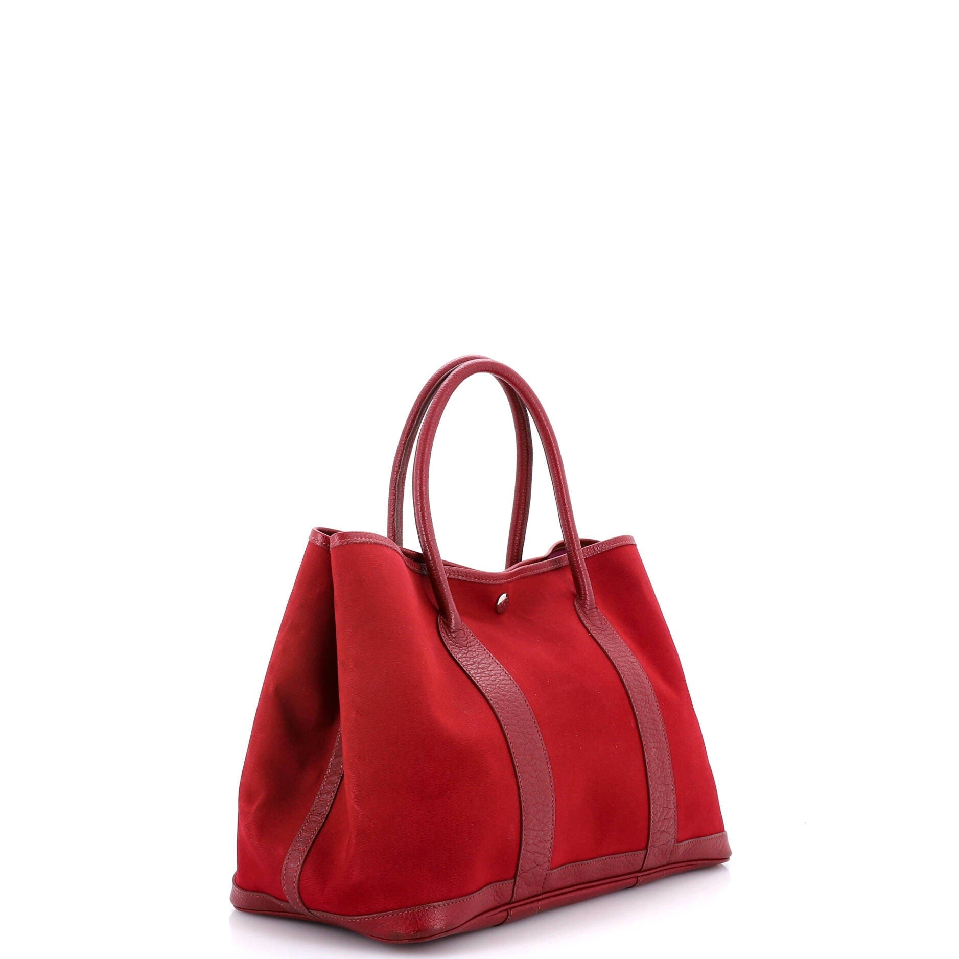 Pre-Owned Hermes Garden Party Tote Toile and Leather 36, Alternate, color, Rouge Imperial