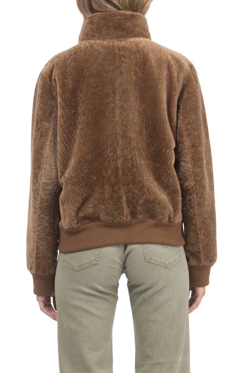 GORSKI Reversible Textured Genuine Shearling Bomber Jacket, Alternate, color, Camel/Camel
