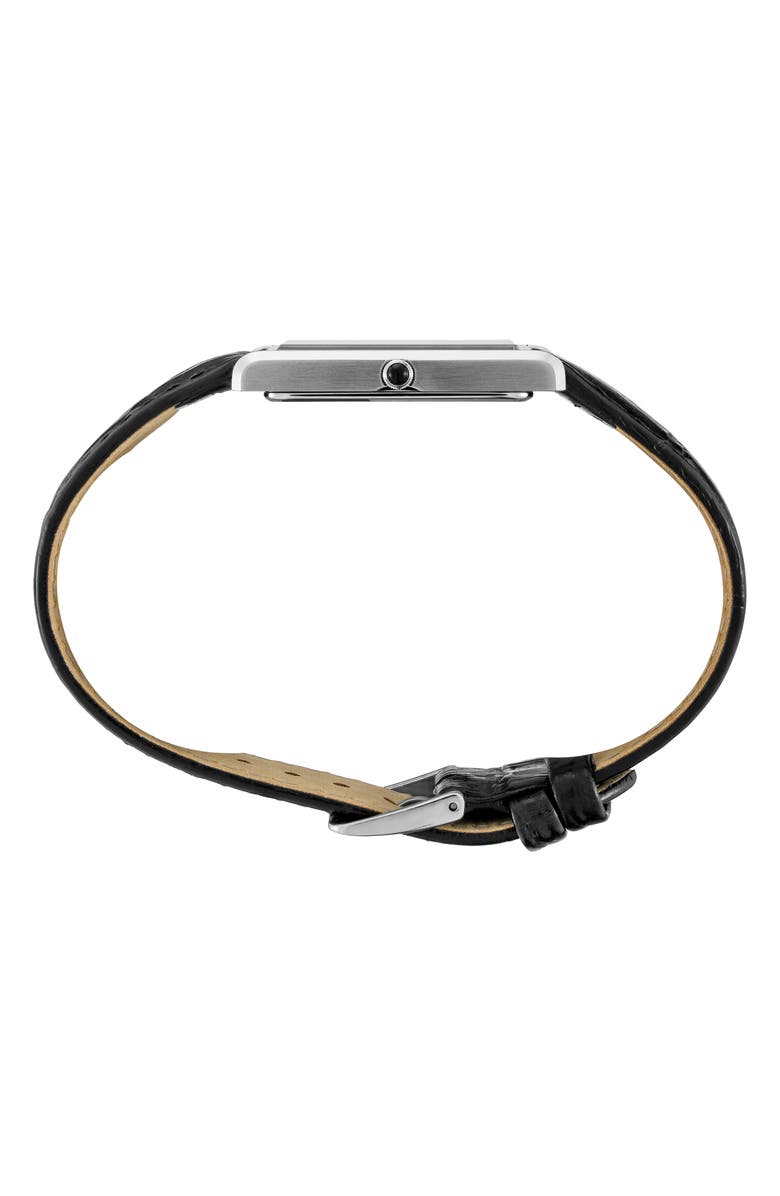 SEIKO WATCHES Essentials Tank Leather Strap Watch, 28.4mm x 36.5mm, Alternate, color, White/Silver