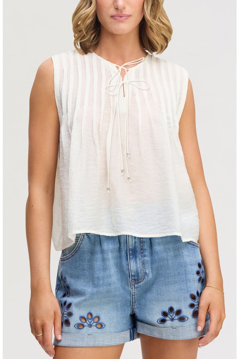 Pintuck Sleeveless Top, Main, color, ECRU
