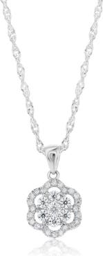 Donatello Gian Sterling Silver Cluster Moissanite Pendant Necklace