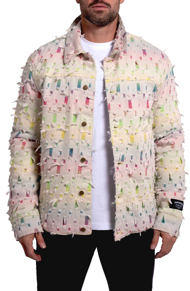 Maceoo Ascension 0013 Lined Denim Jacket, Main, color, Ivory/Brown