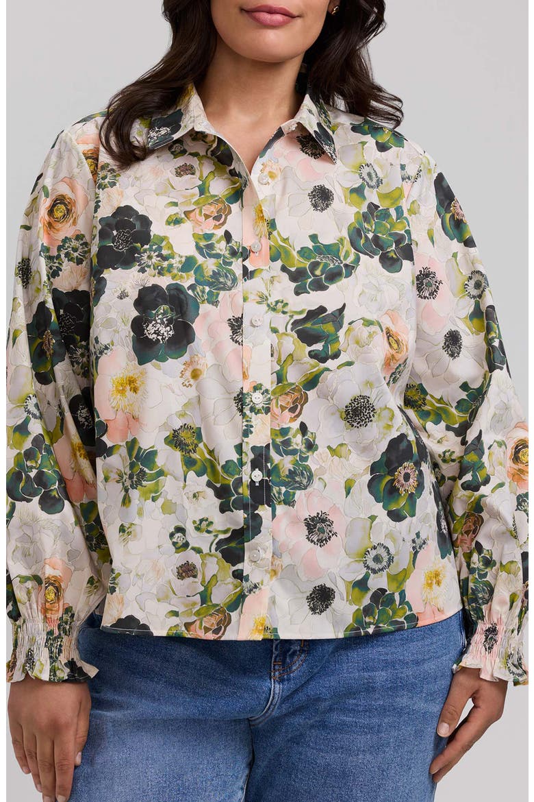 Vivienne Bouquet Cotton Poplin Button-Up Shirt, Main, color, WHITE/ MULTI