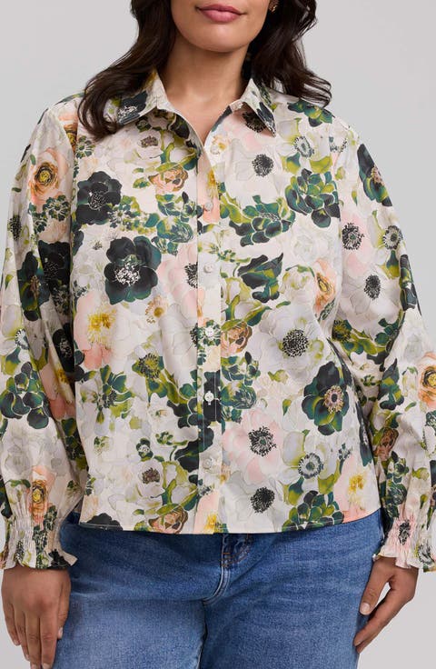 Vivienne Bouquet Cotton Poplin Button-Up Shirt