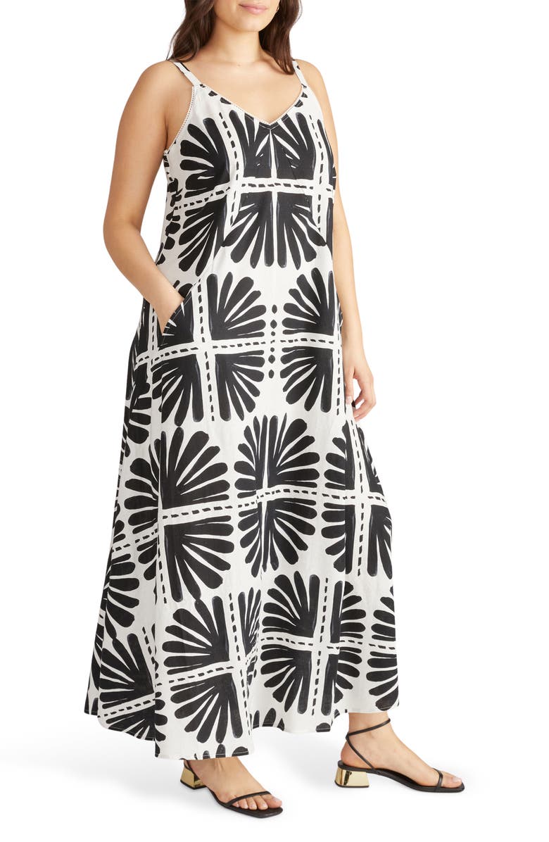 Universal Standard Kite Linen Blend Maxi Dress, Alternate, color, Ink Bloom Print
