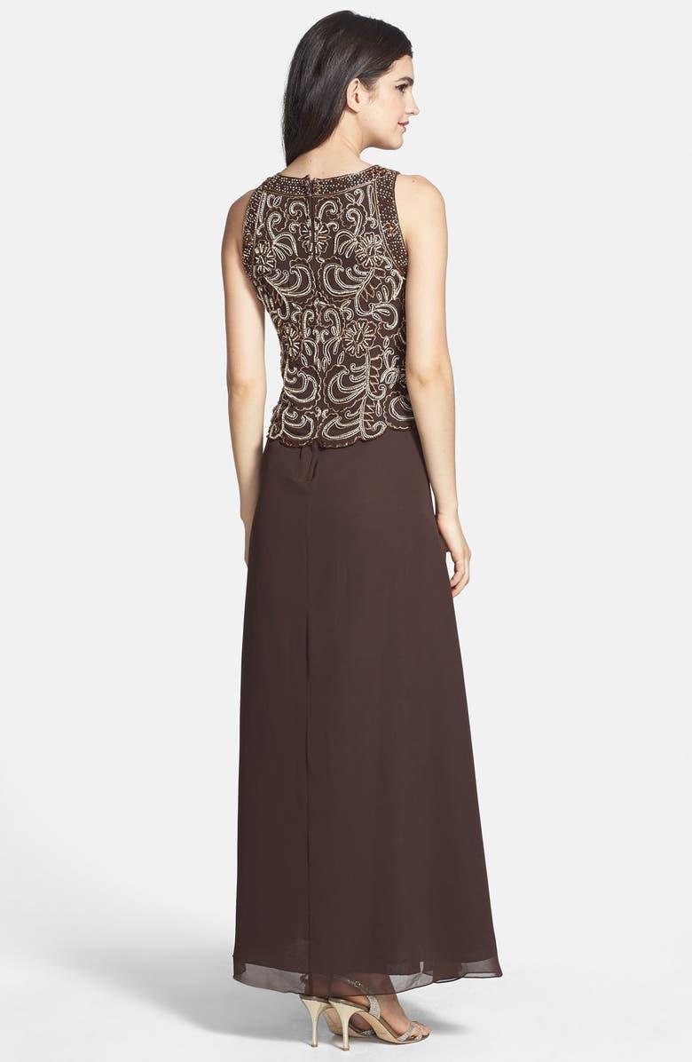 J Kara Embellished Bodice Chiffon Gown with Shawl, Alternate, color,