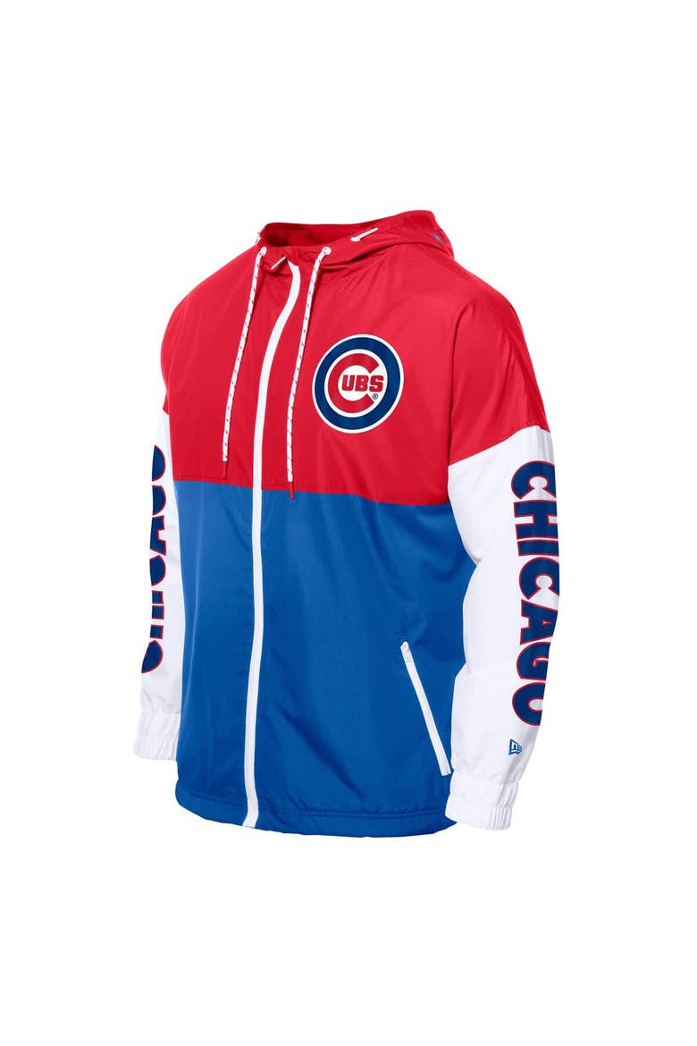 Men's New Era  Royal/Red Chicago Cubs Color Block Full-Zip Hoodie Windbreaker, Alternate, color, Royal
