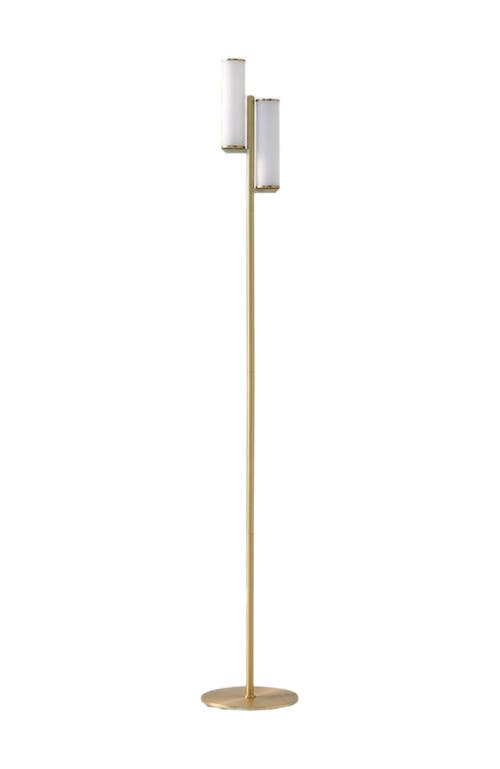 Brightech Gemini 64" Industrial LED Standing Floor Lamp with Glass Cylinder Shades, 3-Way Dimming in Antique Brass  product