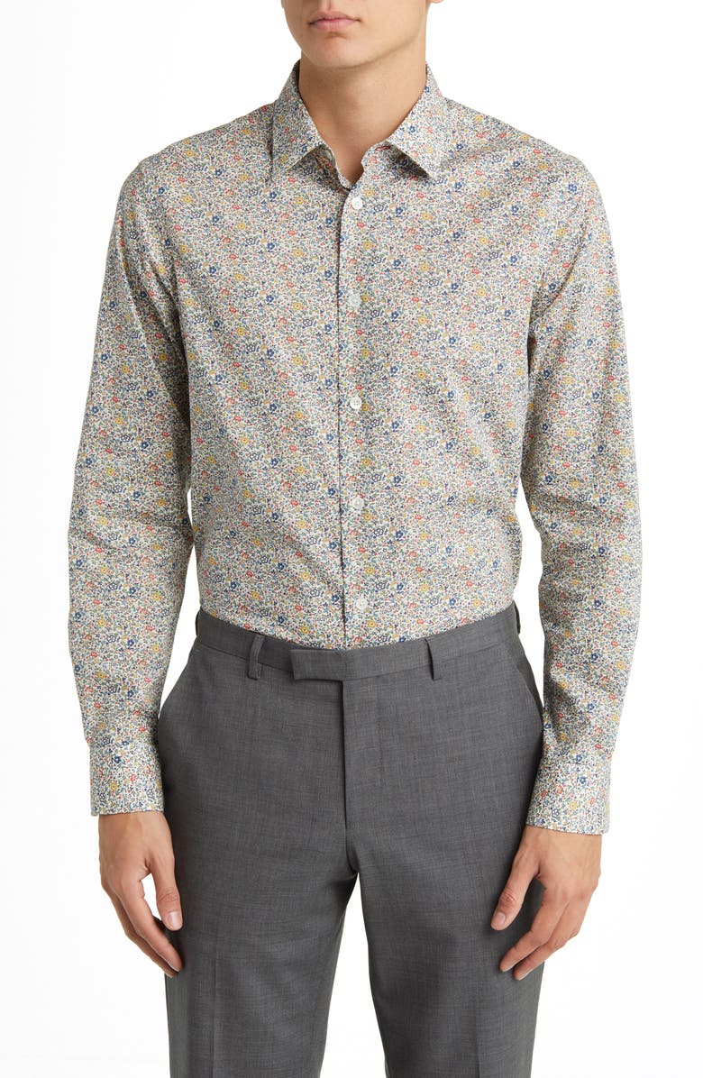 Paul Smith Tailored Fit Floral Cotton Dress Shirt, Main, color, 