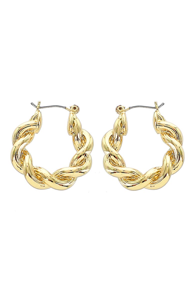 14K Gold Plated Twist Hoop Earrings, Main, color, GOLD