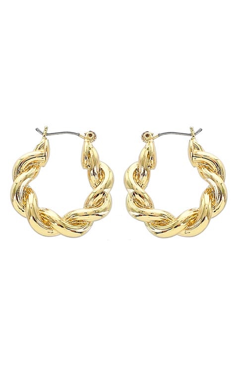 14K Gold Plated Twist Hoop Earrings
