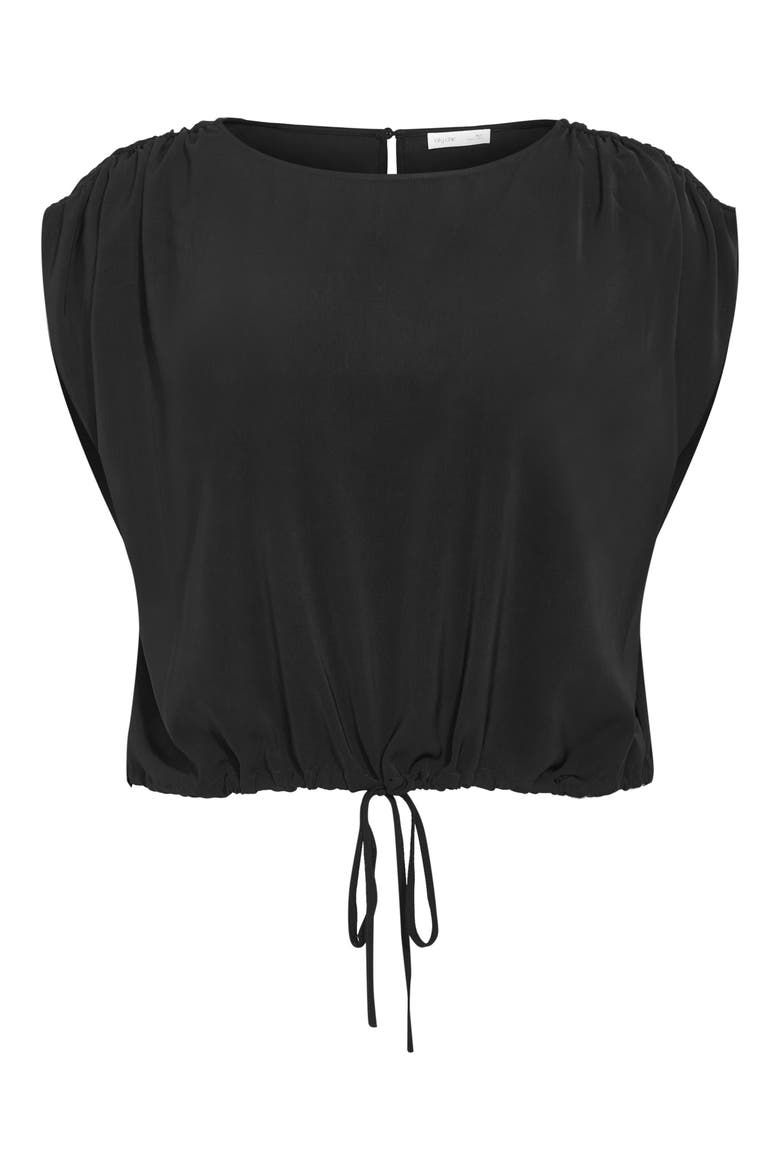 Elise Ruched Sleeve Drawstring Waist Top, Alternate, color, BLACK