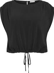 City Chic Elise Ruched Sleeve Drawstring Waist Top