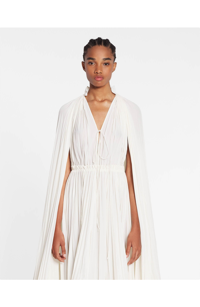 Lanvin Long Charmeuse Ruffle Dress, Alternate, color, Off White