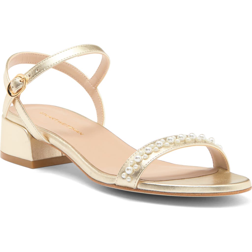 Stuart Weitzman Dancer Demipearl Sandal In Platino