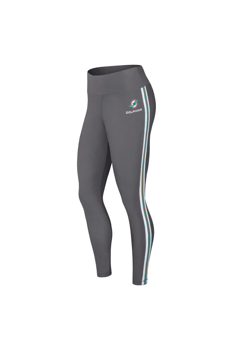 Women's WEAR by Erin Andrews Charcoal Miami Dolphins Color Block Leggings, Alternate, color, Charcoal