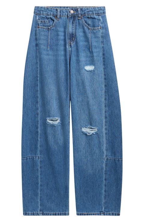 Kids' Destructed Barrel Jeans