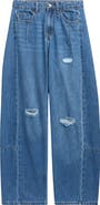 Tractr Kids' Destructed Barrel Jeans