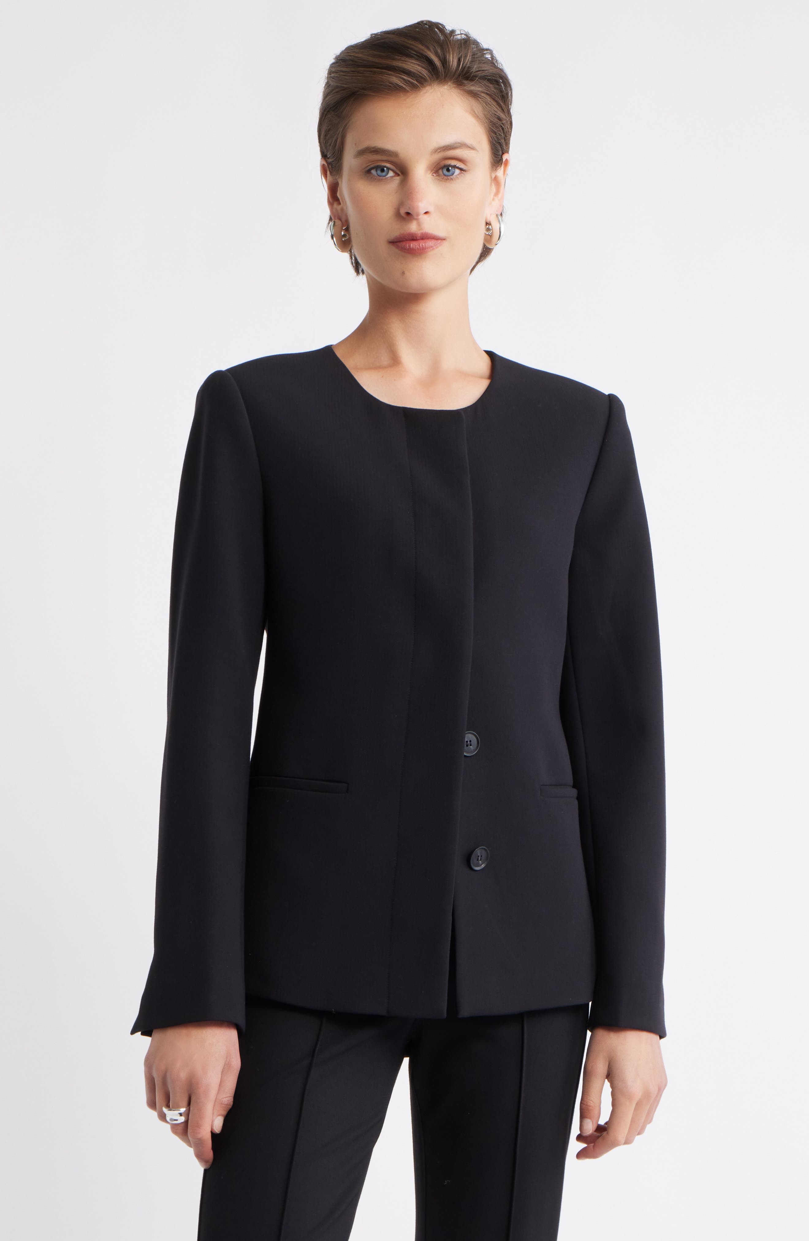 Nordstrom Collarless Twill Blazer
