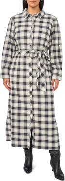 Vince Camuto Plaid Belted Shirtdress