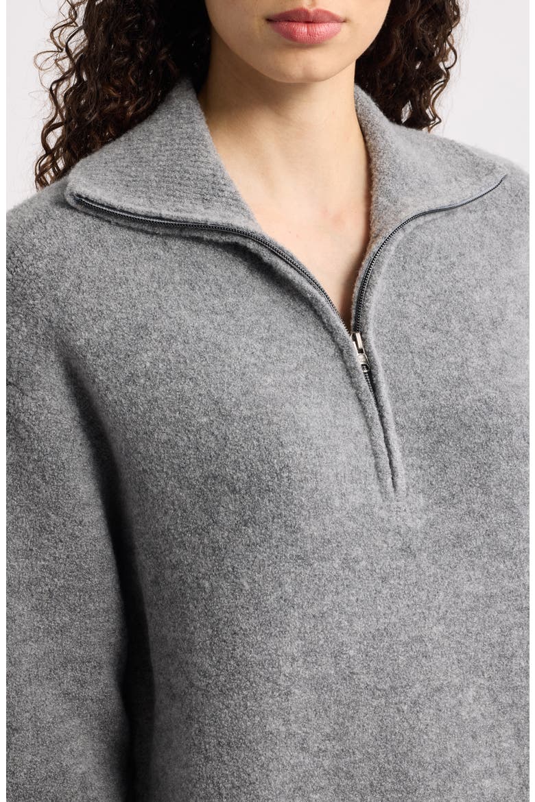 Boucle Quarter Zip Mock Neck Pullover, Alternate, color, GREY