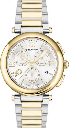 【FERRAGAMO】Legacy Chronograph Watch ツートン 40mm FERRAGAMO Legacy Chronograph Bracelet Watch, 40mm