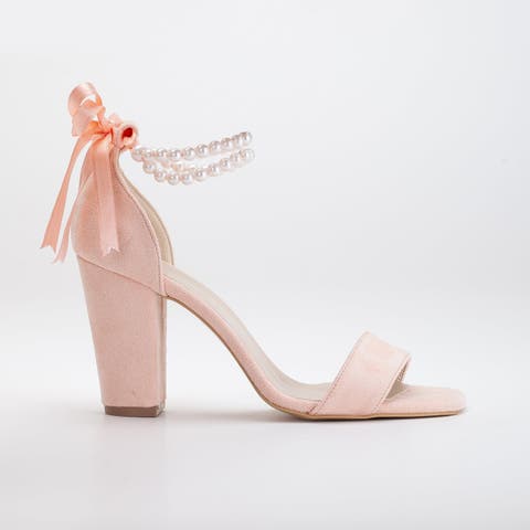 Pale pink block heel sandals best sale