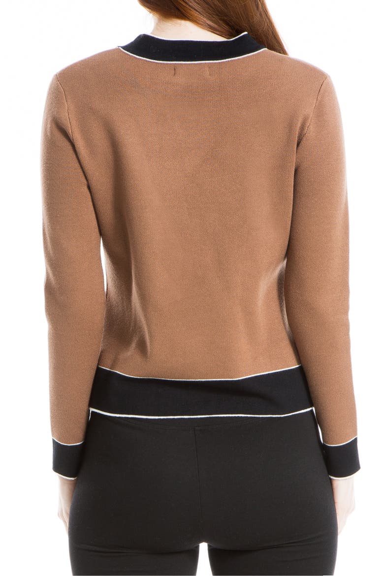 Flat Knit Tipped Sweater, Alternate, color, VICUNA/ BLACK/ IVORY